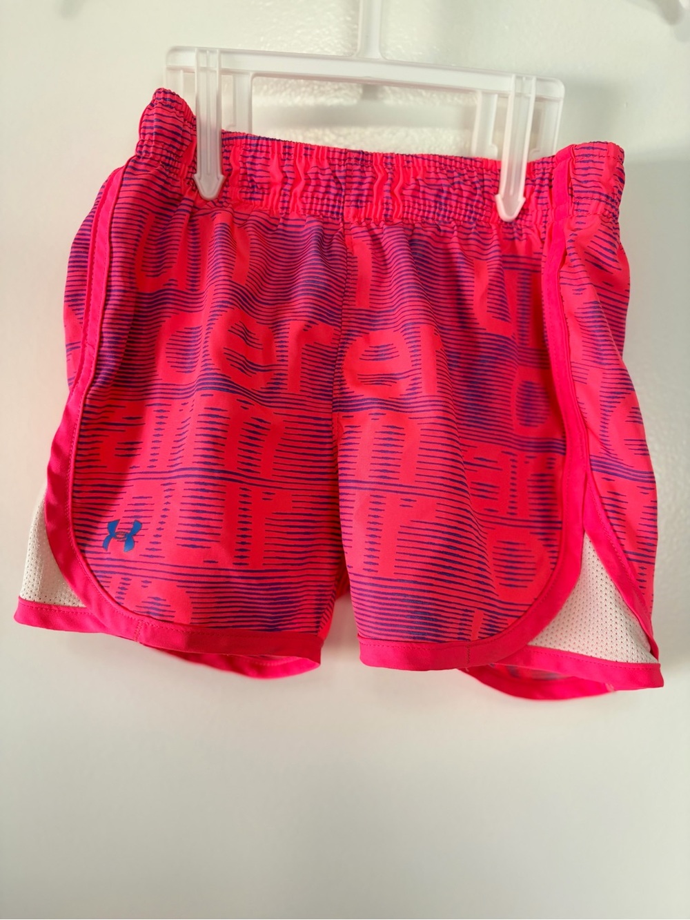 Under Armour Girls' Neon Pink and Blue Athletic Shorts